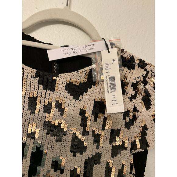 ALICE + OLIVIA NAT LEOPARD PRINT BODYCON SEQUIN DRESS 0 - Picture 12 of 13